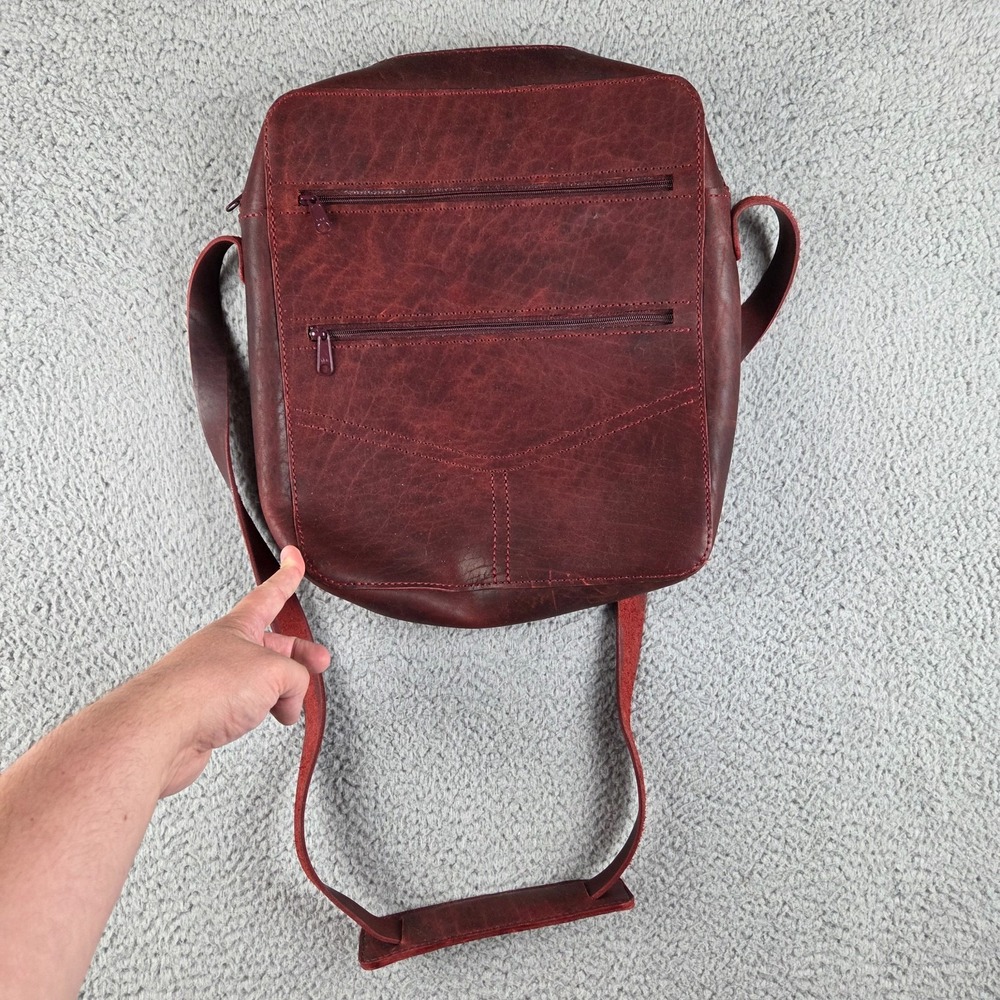 Peace of Mind Leather Crossbody Shoulder Bag Maroon Distressed‎ Vintage Style